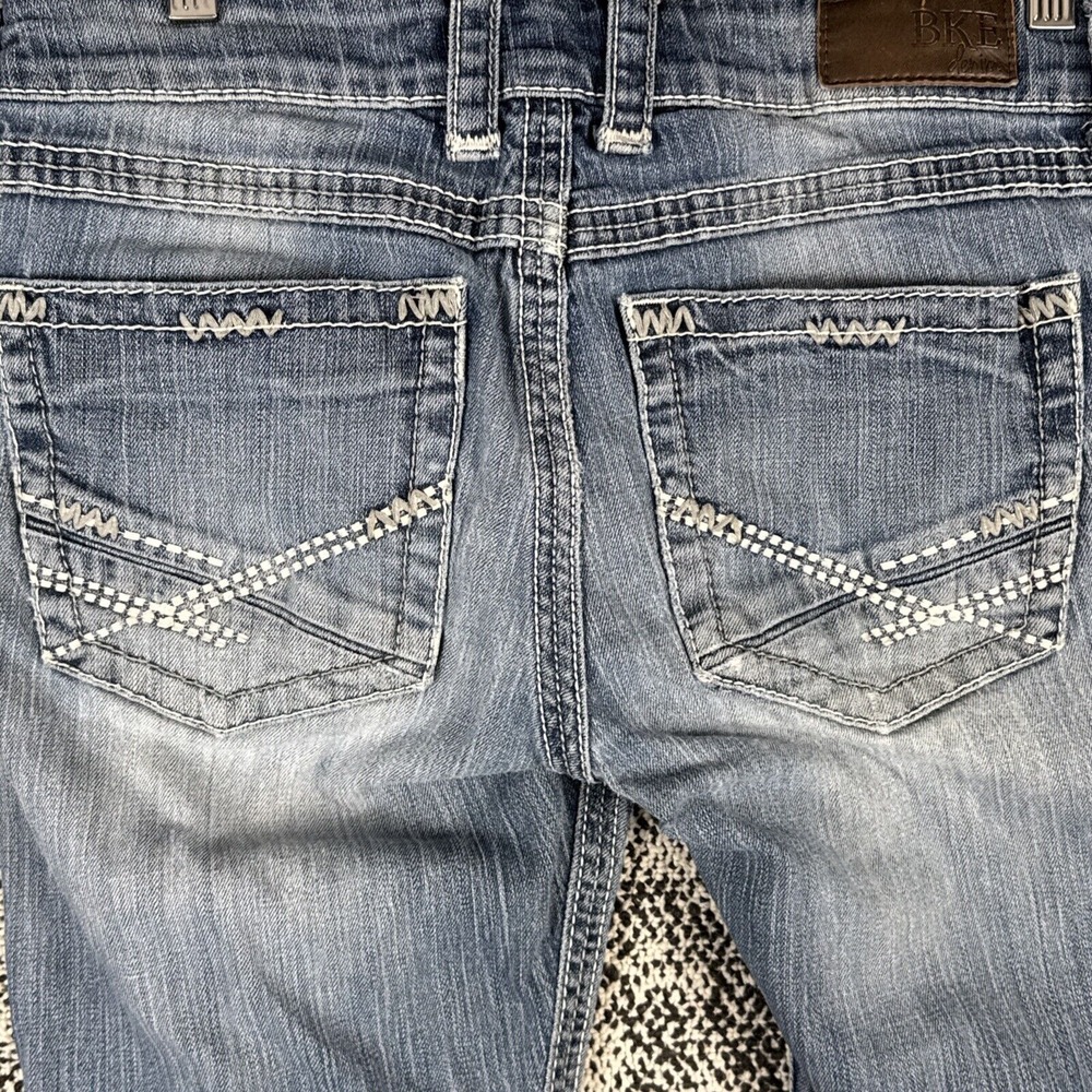BKE Denim Culture Womens 31L (35 X 31.5) Distressed Destroyed‎ Boot Thick Stitch - Picture 10 of 16